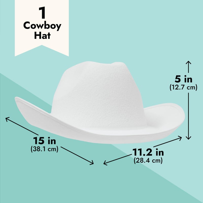 Zodaca White Cowboy Hat for Women & Men - Cowgirl Hat for Party & Festival - Costume Accessory - One Size Fits Most, White, Felt - Image 5