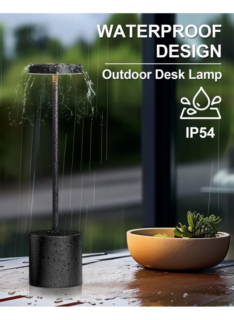 LED Table  Touch Lamp 3 Color,Desk Lamp USB Rechargeable,Portable Black Table Light for Study & Reading,Black - Image 1