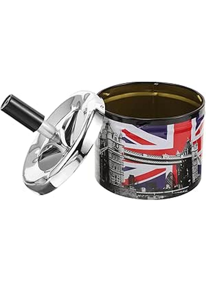 Metal Smokeless Ashtray With Rotating Lid For Desktop Home Office - Image 1
