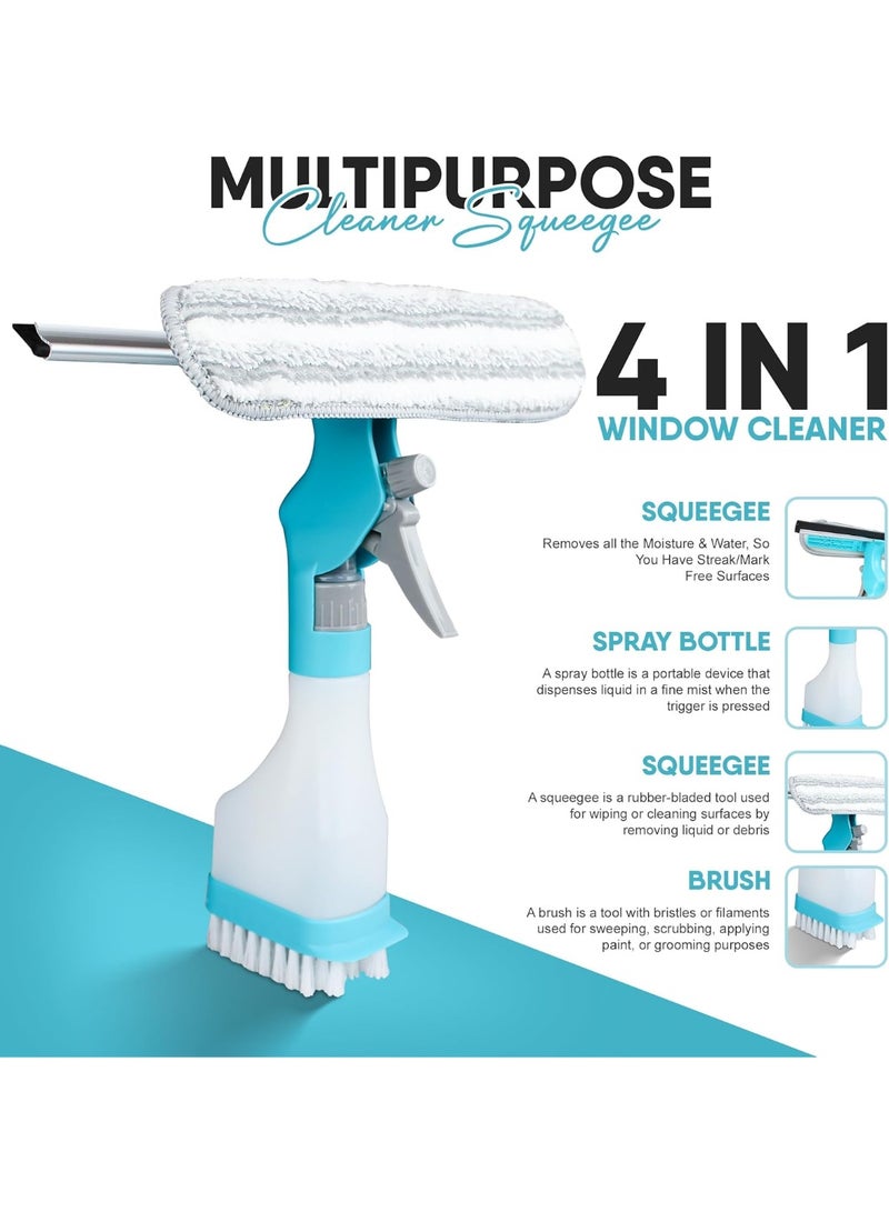 عربست ممسحة للأبواب الزجاجية، ممسحات تنظيف زجاج متعددة الأغراض، منظف زجاج قوي، لزجاج السيارة الأمامي، المطبخ، أبواب الحمامات والدش مع زجاجة رذاذ، ممسحة، أدوات فرشاة - Image 2