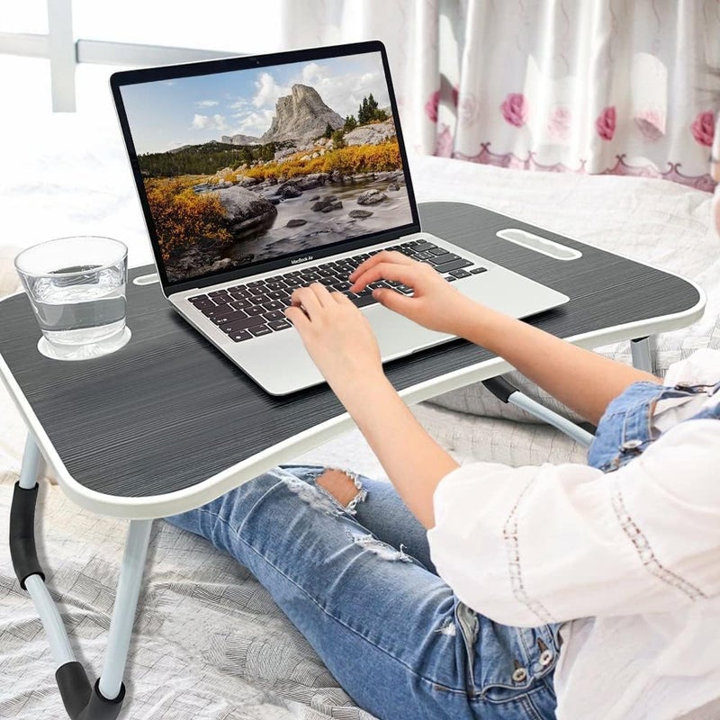 Tarkan Stud Foldable Wooden Mini Lapdesk for Couch, Sofa Bed, Study Tray Table Stand for Writing (Walnut) - Image 2