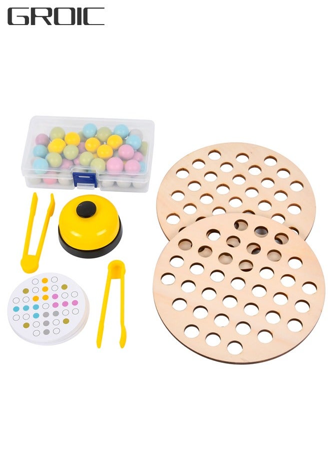 GROIC 96 Pieces Wooden Peg Board Clip Beads Game Card Color Sorting Stacking Art Counting Educational Toys Matching Game for Toddlers - Image 1