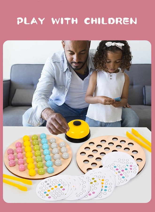 GROIC 96 Pieces Wooden Peg Board Clip Beads Game Card Color Sorting Stacking Art Counting Educational Toys Matching Game for Toddlers - Image 5