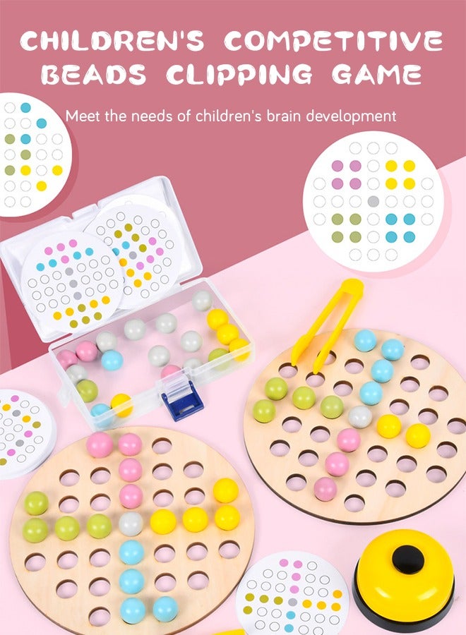 GROIC 96 Pieces Wooden Peg Board Clip Beads Game Card Color Sorting Stacking Art Counting Educational Toys Matching Game for Toddlers - Image 2