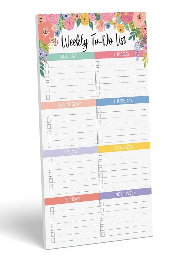 Sweetzer & Orange Floral Weekly To Do List Notepad. Magnetic Weekly Scheduler Task pad with Daily Planner Agenda Squares. 9x6” Day Scheduler 2026 - Student Journal, Work Notebook, and Checklist Notepad - Image 1
