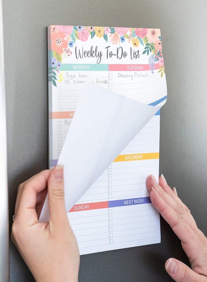 Sweetzer & Orange Floral Weekly To Do List Notepad. Magnetic Weekly Scheduler Task pad with Daily Planner Agenda Squares. 9x6” Day Scheduler 2026 - Student Journal, Work Notebook, and Checklist Notepad - Image 5