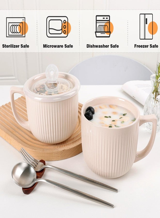 ZEBERBO Ceramic Soup Bowls with Vented Lid, 32 Ounce Soup Mug with Handle, 2packs 5 inch Jumbo Soup Cups, Wide Large Cereal Bowl for Oatmeal, Gumbo Salad, Microwave Oven Safe (Latte) - Image 4
