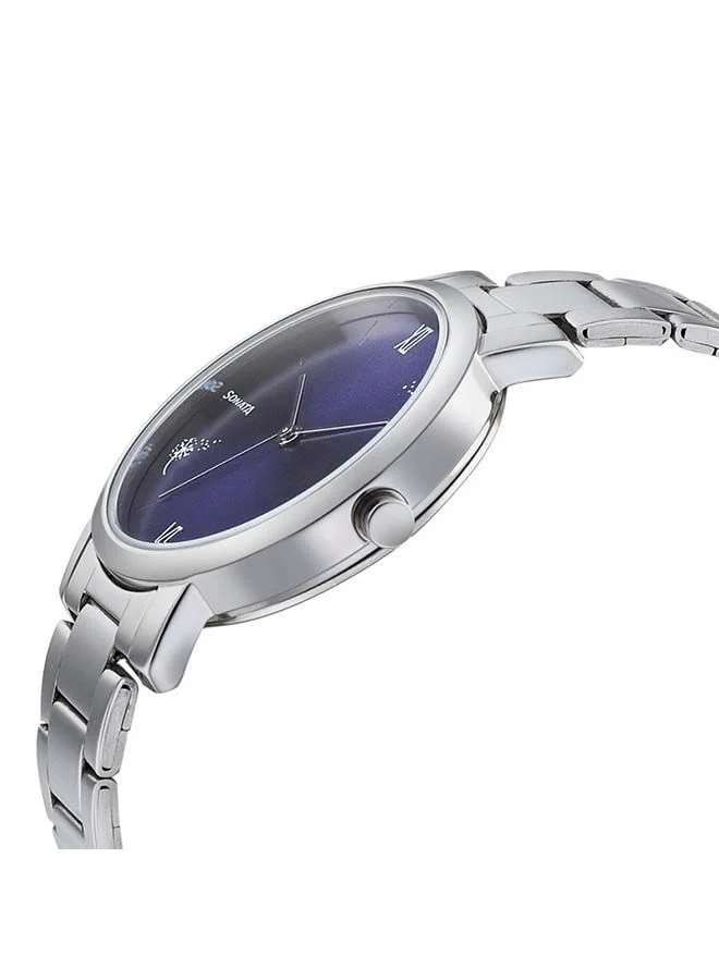 Sonata Round Shape Stainless Steel Analog Wrist Watch 8164SM01