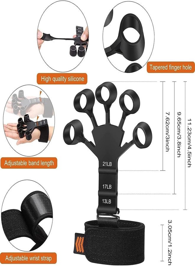 AMIFIT Gripster Finger Grip Strengthener - Adjustable Hand Exerciser for Forearm & Wrist - Pain Relief for Arthritis & Carpal Tunnel - 2023 Model, Silicone, Black and Gray - Image 4