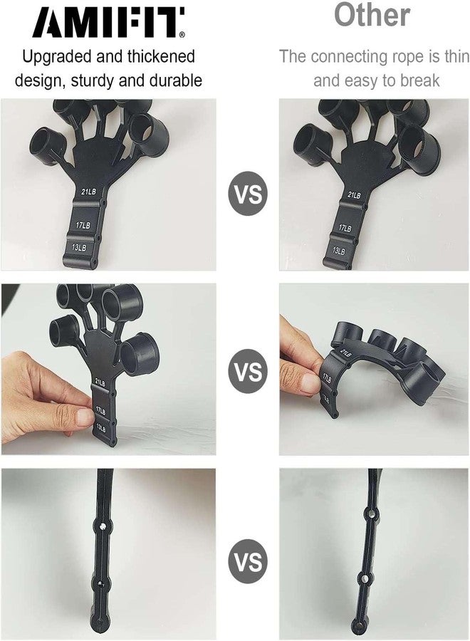 AMIFIT Gripster Finger Grip Strengthener - Adjustable Hand Exerciser for Forearm & Wrist - Pain Relief for Arthritis & Carpal Tunnel - 2023 Model, Silicone, Black and Gray - Image 2