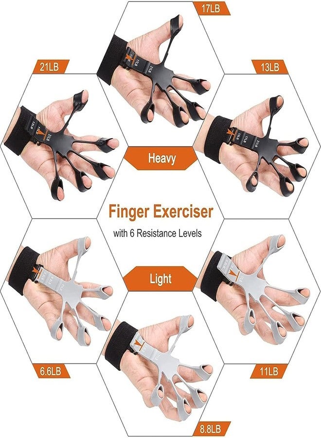 AMIFIT Gripster Finger Grip Strengthener - Adjustable Hand Exerciser for Forearm & Wrist - Pain Relief for Arthritis & Carpal Tunnel - 2023 Model, Silicone, Black and Gray - Image 5