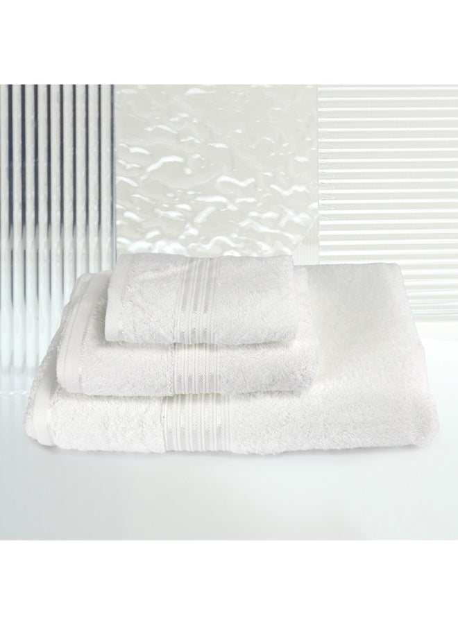 White Rose 3 Pcs Events White Towel set 550 GSM 100% Cotton Terry Viscose Border 1 Bath Towel (75x145) cm 1 Hand Towel (50x90) cm 1 Face Towel (33x33) cm Premiun Look Luxury Feel Extremely Absorbent White Color 