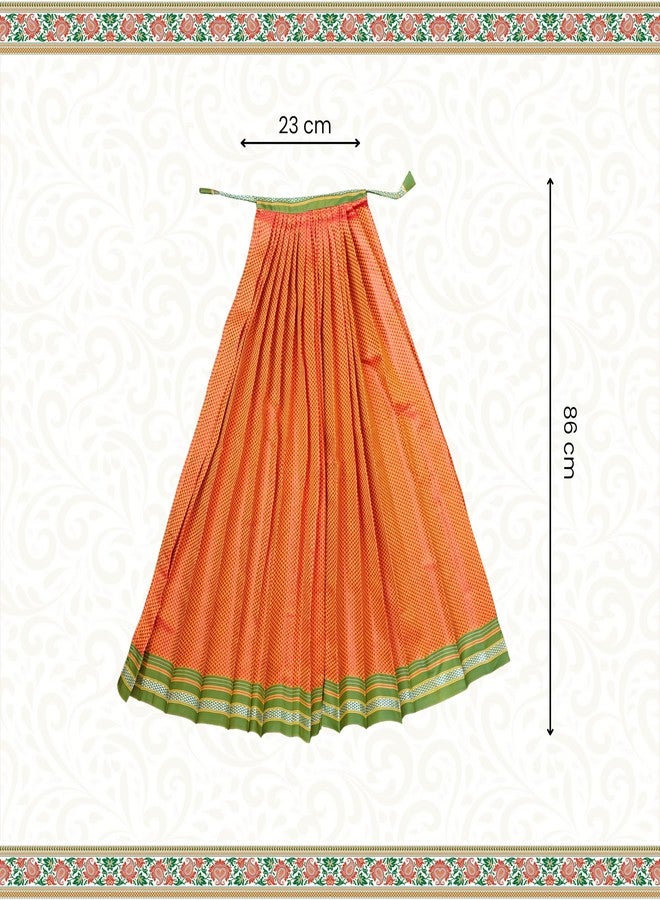 PUNYATVA Gudhi Vastra لمهرجان Gudhi Padwa (خون، الحدود الخضراء البرتقالية) | غطاء ساري تقليدي من ماهاراشترا جودي لغودي بادفا | ديكورات Ugadi & GudhiPadawa الجاهزة لديكور Pooja - Image 2