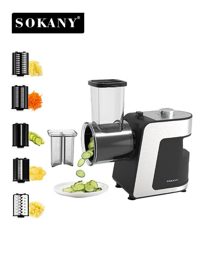 sokany Electric Cheese Grater, Salad Maker Machine with 5 Different Shapes of Blades,1000W Cheese Shredder,Electric Slicer,Electric Salad Machine for Cheeses, Fruits, Vegetables,SK-1180 - Image 1
