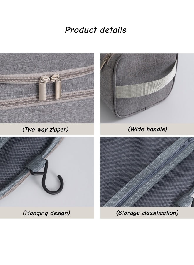 حقيبة مستحضرات تجميل، حقيبة مكياج، حقيبة مستحضرات تجميل معلقة، حقيبة مكياج محمولة، حقيبة مستحضرات تجميل للسفر، حقيبة تخزين محمولة مقاومة للغبار، حقيبة أدوات الزينة، ملحقات بسحاب، مقاومة للماء والتآكل، سعة كبيرة، هدية ضرورية للسفر (رمادي) - Image 3