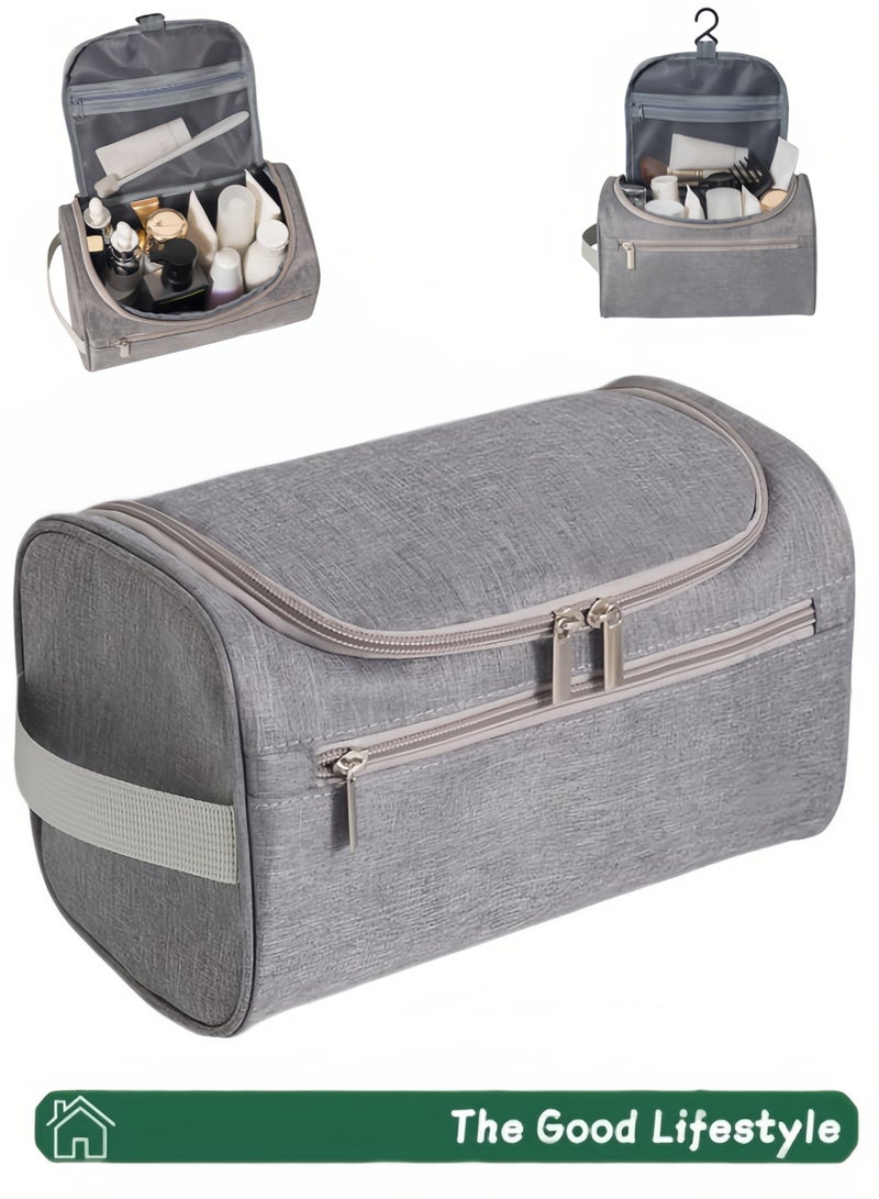 Cosmetic Bag,Makeup Bag,Hanging Cosmetic Bag,Portable Makeup Purse Bag,Travel Cosmetic Bag,Portable Dustproof Storage Bag,Toiletry Bag,Zipper Accessories,Waterproof and wear-resistant,Large capacity,Travel Necessities Gift(Grey) - Image 1