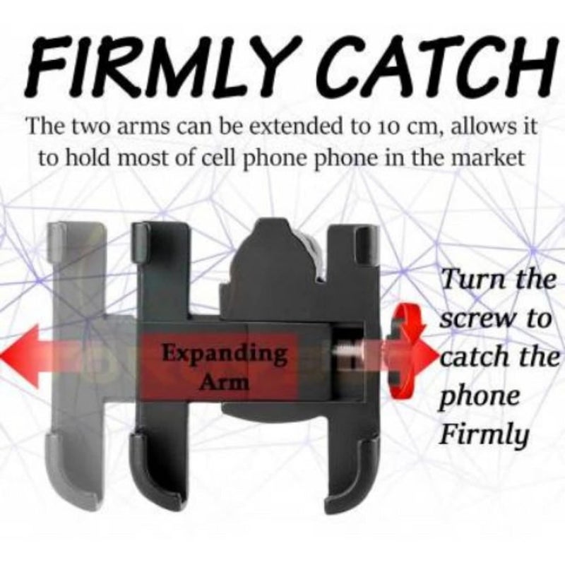 CELLMASTER Metal Mobile Phone Holder for Bike Motorcycle Handlebar Mount - Cell Stand for Bikes - Image 4