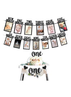 Excefore 1st Birthday Baby Photo Banner and Alphabet ONE Bunting with Cake Topper for Baby Show First Birthday Party Decoration  - Image 1