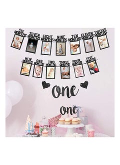 Excefore 1st Birthday Baby Photo Banner and Alphabet ONE Bunting with Cake Topper for Baby Show First Birthday Party Decoration  - Image 4