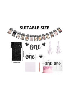 Excefore 1st Birthday Baby Photo Banner and Alphabet ONE Bunting with Cake Topper for Baby Show First Birthday Party Decoration  - Image 2