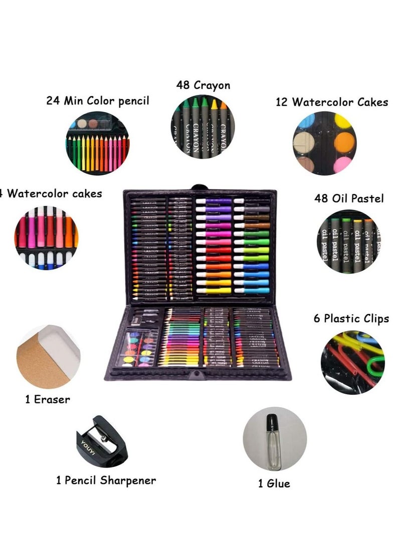PAMEER 168 Pieces Kids Art Kit, Art Set, Drawing Box has Watercolors Markers Crayons Color Pencils Oil Pastels Glue Portable Drawing Set makes Great Gift for Artists - Image 2