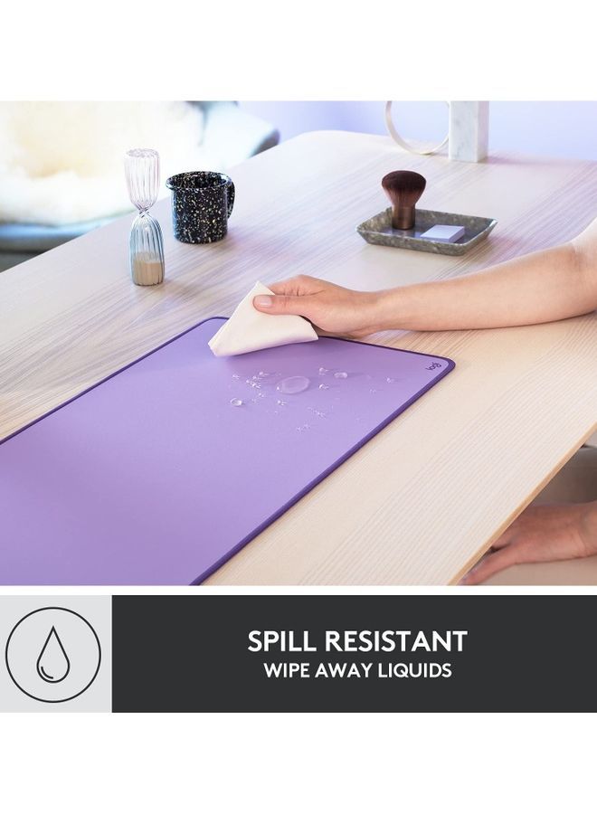 NIBEMINENT Logitech Desk Mat Studio Series, Multifunctional Large Pad, Extended Mouse Mat, Office Protector with Anti slip Base, Spill resistant Durable Design, Lavender, 956-000054, Medium- Purple - Image 2