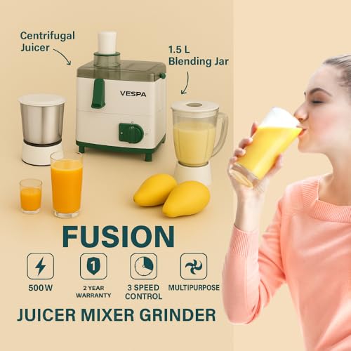 VESPA 500W Juicer Mixer Grinder with 2 Multipurpose Jars | Powerful Juicing, Mixing & Grinding | Real Juicer Technology | 3-Year Warranty - Image 5