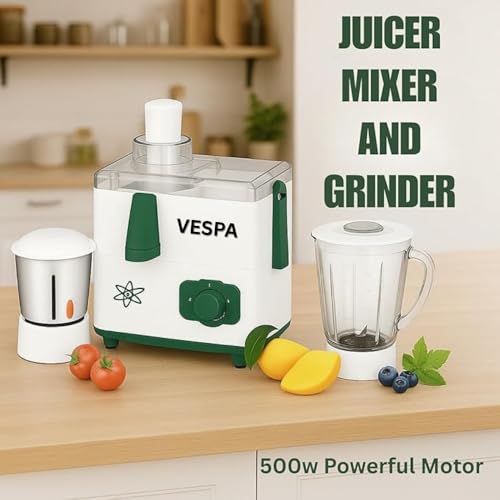 VESPA 500W Juicer Mixer Grinder with 2 Multipurpose Jars | Powerful Juicing, Mixing & Grinding | Real Juicer Technology | 3-Year Warranty - Image 4