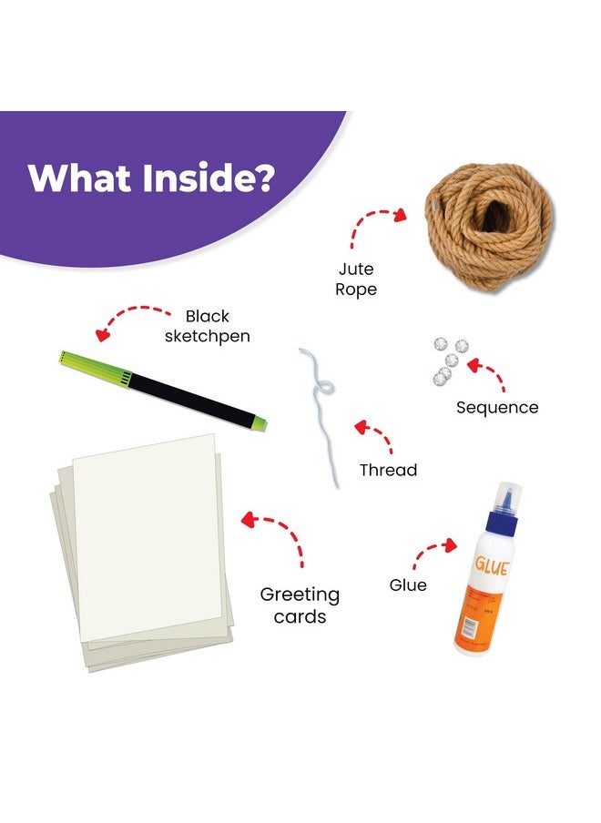 Lighthouse - LIGHTHOUSE Make Your Own Ganesha Cards Kit for Kids | Art and Craft Kit for 6+ Year Kids | Create 4 Ganesha Cards, Includes - Greetings Card, Cutouts, Jute Rope, Sequence, Glue and More - Image 1