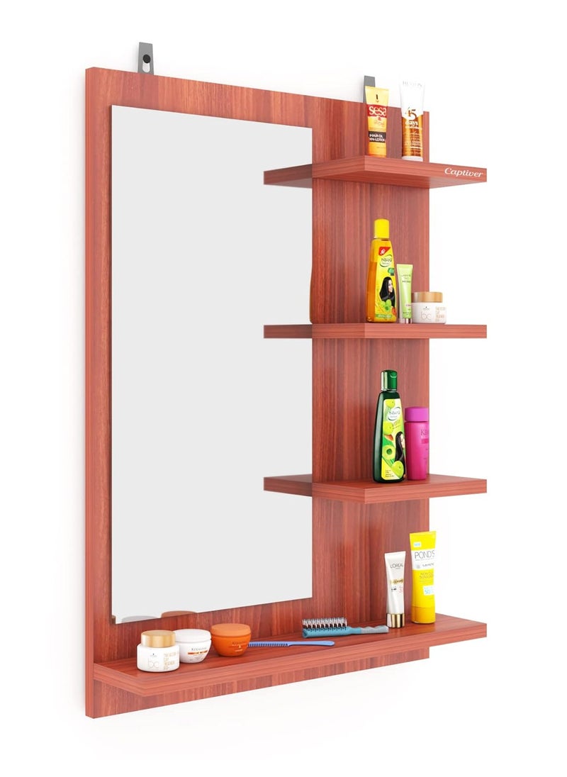 Captiver Captiver Engineered Wood Wall Mounted Dressing Table MirrorsFurniture Table Small Home Decorative Items Organising Fancy Accessories Office Shop Unframed Rectangular Teak Finish 