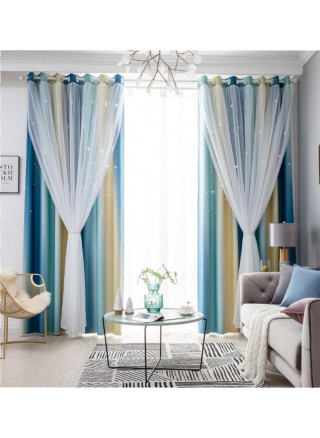 KYD - Fabric Nation Blackout Curtains Thermal Insulated Bedroom Curtains for Living Room 100x200cm - Image 1