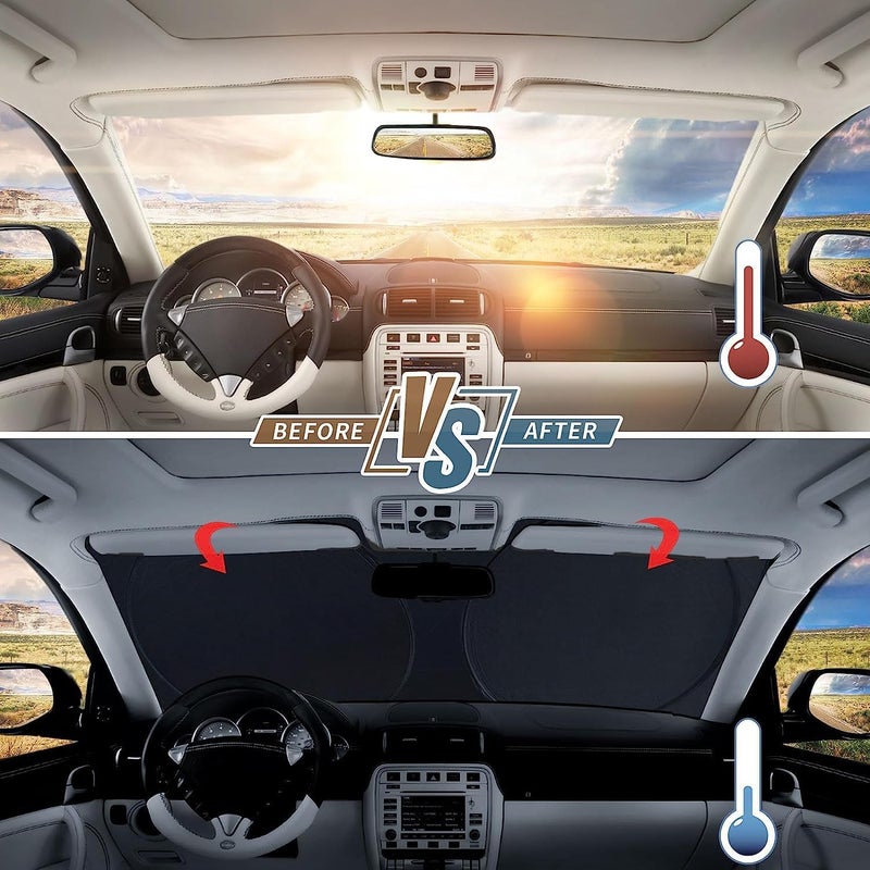 CLOUDFOUR Car Sun Shade - UV and Heat Protector Windshield Foldable Sunshade, 150x70cm - Image 4