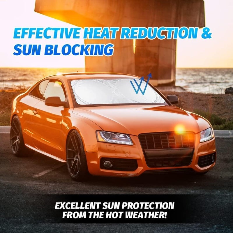 CLOUDFOUR Car Sun Shade - UV and Heat Protector Windshield Foldable Sunshade, 150x70cm - Image 5