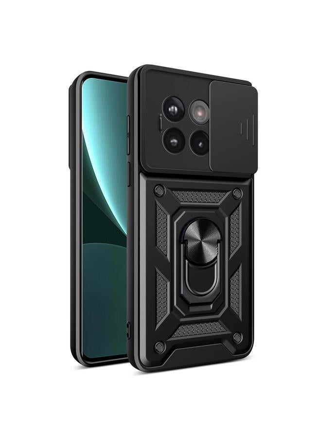 Zaboon For OnePlus 13R / Ace 5 / Ace 5 Pro 5G Sliding Camera Cover Design TPU Hybrid PC Phone Case(Black) 