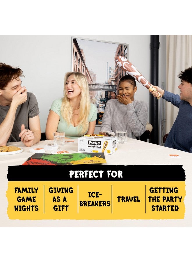 Exploding Kittens LLC Exploding Kittens Presents Poetry for Neanderthals - Family Card Game for Adults, Teens & Kids - Competitive Word Guessing Family Games, Ages 7 and Up - Includes 200 cards and a 2-foot inflatable club  - Image 5
