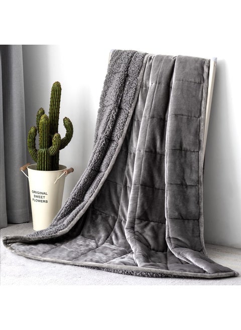 Topblan Sherpa Fleece Weighted Blanket 15lbs Uniformed Color with Fuzzy Fleece and Shaggy Sherpa to Help with Better Sleep 48x72 inches Grey