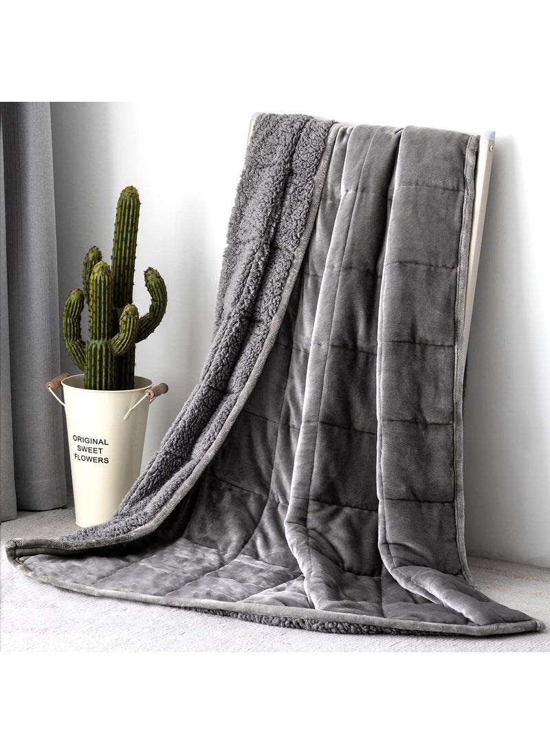 Topblan - Topblan Sherpa Fleece Weighted Blanket 15lbs Uniformed Color with Fuzzy Fleece and Shaggy Sherpa to Help with Better Sleep 48x72 inches Grey - Image 1