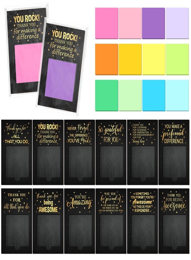 Motipuns 36 Pcs Employee Appreciation Gifts Bulk Inspirational Sticky Notes Pad Holder Office Staff Thank You Gifts Ideas Team Work Sticky Notes OPP Bags for Teacher Coworker Staff Nurse (Black) - Image 1