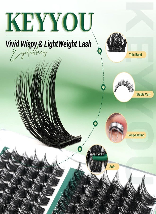 KEYYOU Lash Clusters 96pcs Eyelash Clusters Y02 D Curl 12mm Individual Lashes KEYYOU Volume Wispy Lash Extension Soft&Comfortable Easy DIY at Home(Y02,D-12mm) - Image 3