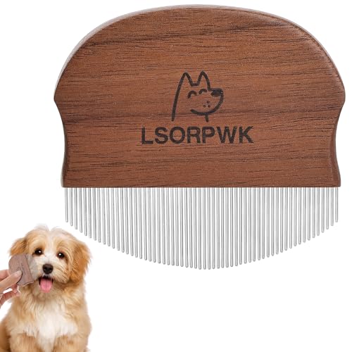 LSORPWK Eye Comb for Dogs & Cats,Wooden Tear Stain Remover for Pets,Gentle Grooming Tool with Rounded Tips,Flea Comb for Small Dogs. - Image 1