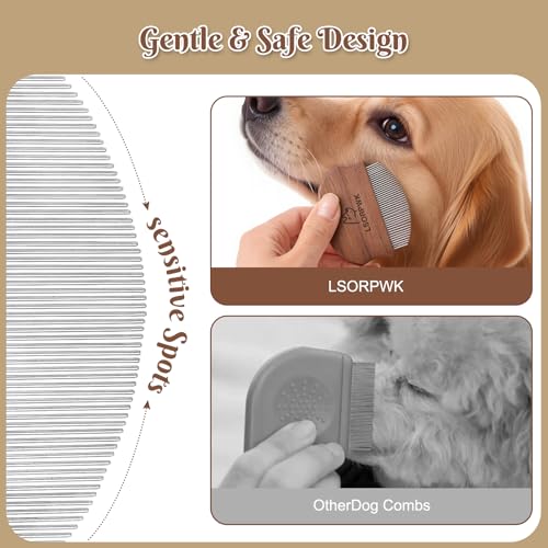 LSORPWK Eye Comb for Dogs & Cats,Wooden Tear Stain Remover for Pets,Gentle Grooming Tool with Rounded Tips,Flea Comb for Small Dogs. - Image 2