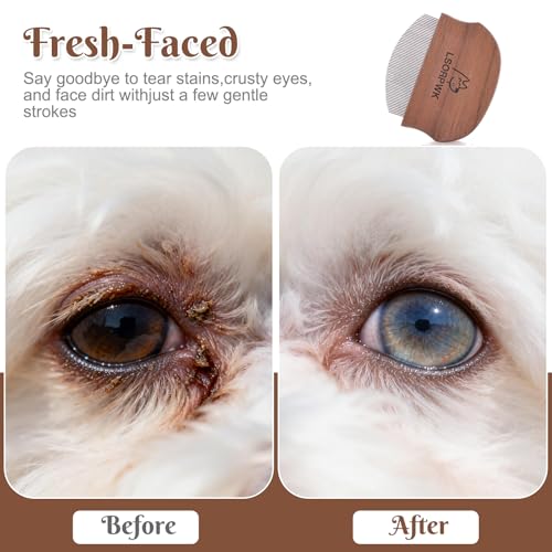 LSORPWK Eye Comb for Dogs & Cats,Wooden Tear Stain Remover for Pets,Gentle Grooming Tool with Rounded Tips,Flea Comb for Small Dogs. - Image 4
