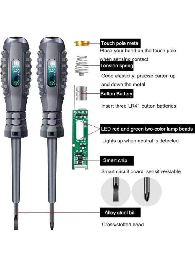 2-in-1 High Torque Strong Magnetic Flathead Phillips Screwdriver Electricity Detector Electric Non-Contact Voltage Tester Pen Electrical Current Power Circuit Live Wire Electrician Tester - Image 4