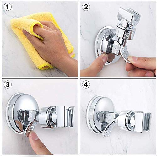 OUO Adjustable Shower Head Holder, Bathroom Suction Cup Handheld Shower Head Bracket, Removable Handheld Showerhead & Wall Mounted Suction Bracket (Silver) - Image 5