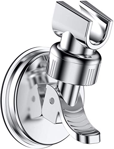 OUO Adjustable Shower Head Holder, Bathroom Suction Cup Handheld Shower Head Bracket, Removable Handheld Showerhead & Wall Mounted Suction Bracket (Silver) - Image 1
