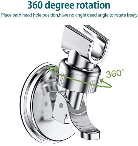 OUO Adjustable Shower Head Holder, Bathroom Suction Cup Handheld Shower Head Bracket, Removable Handheld Showerhead & Wall Mounted Suction Bracket (Silver) - Image 4