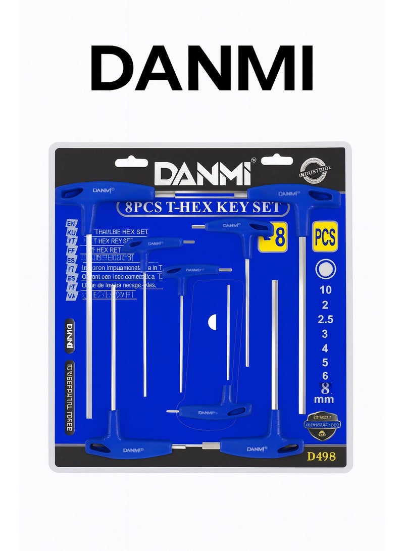 DANMI 8PCS T-Handle Hex Key Set – Professional 2–10 mm Sizes (ART: 170298) - Image 2