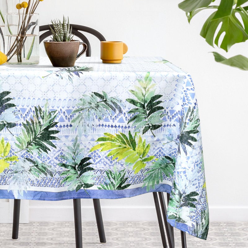blunique Rectangle Tablecloth 52x70 Inch Washable Table Cover Tropical Plant Leaves, Floral Table Cloth for Kitchen - Image 1