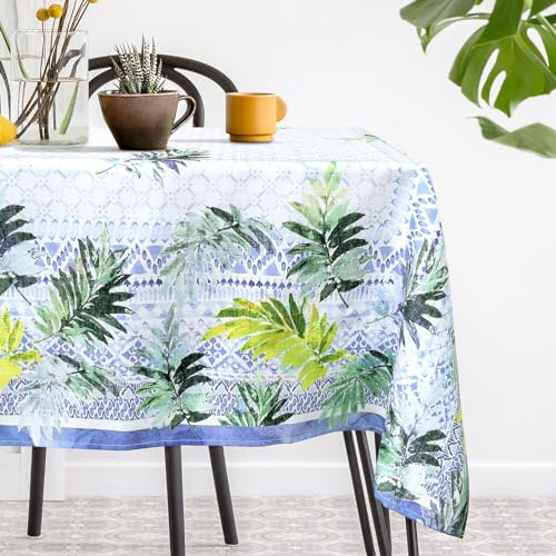 blunique Rectangle Tablecloth 52x70 Inch Washable Table Cover Tropical Plant Leaves, Floral Table Cloth for Kitchen - Image 2
