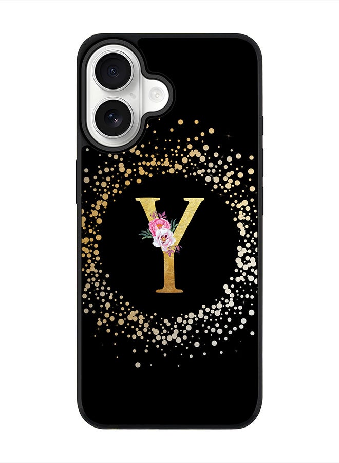 Stylizedd iPhone 17 Case, [Compatible with MagSafe] Slim Magnetic cover Phone Case iPhone 17 -Custom Monogram Floral - Y ( Black ) - Image 1